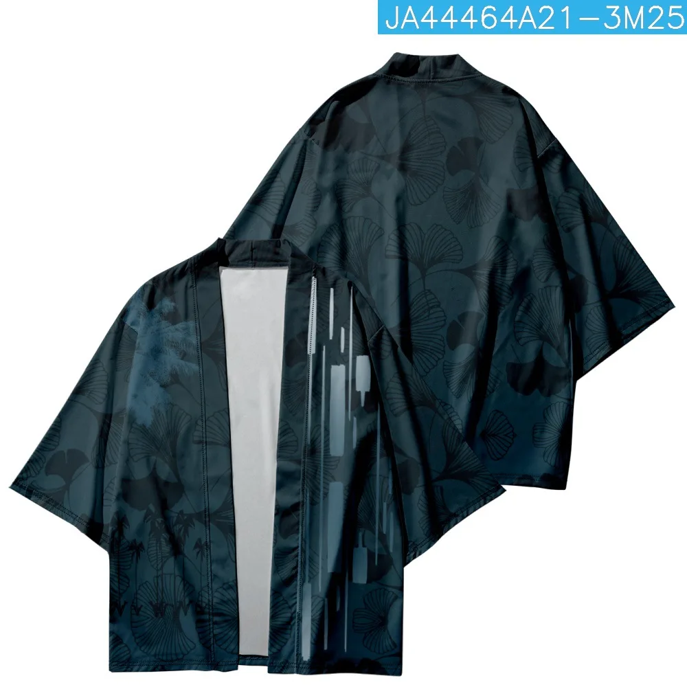 Haori Black Fox Print Kimono Women Heren Japanse Anime Asian Streetwear Cardigan Yukata Cosplay Samurai Shirt Kleding