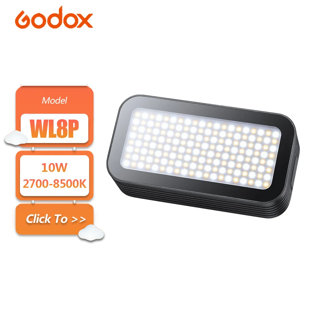 

Godox WL8P 10 Вт от 2700 до 8500 К водонепроницаемый светодиодный светильник со встроенным диммером для подводной фотографии заполняющий светильник CRI 96 TLCI 97