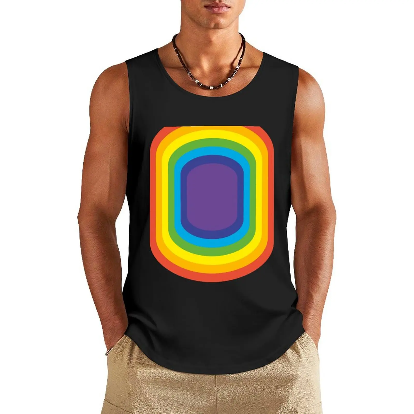 

Oblong Rainbow Color Tank Top summer clothes for men t shirts