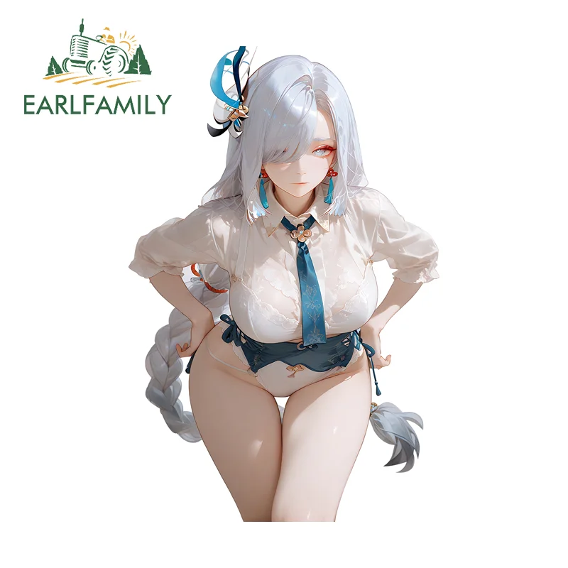 EARLFAMILY Genshin Impact Shenhe Alluring Game Girl Car Stickers Occlusion Scratch Laptop Host JDM Decal Personality Graphics