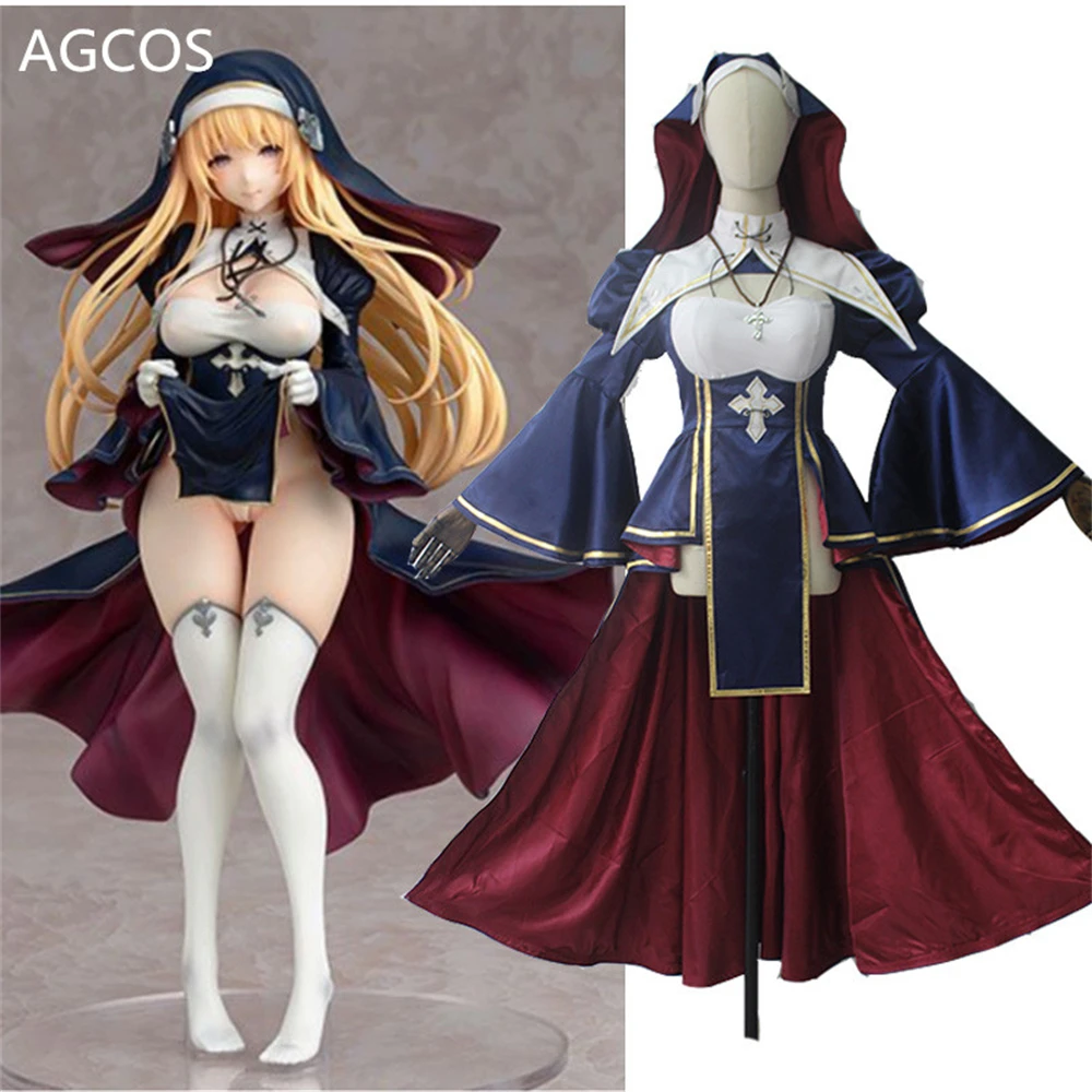 AGCOS Custom Size S-XXXL Nun Charlotte Cosplay Costume Sexy Sister Nun Dress Cosplay Halloween Woman Suits