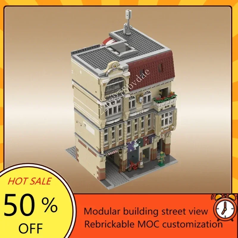 

6140 шт., модульная головоломка MOC Karl's Galerie на заказ-галерея искусств Karl, креативная архитектура с видом на улицу, модель «сделай сам», игрушка в подарок