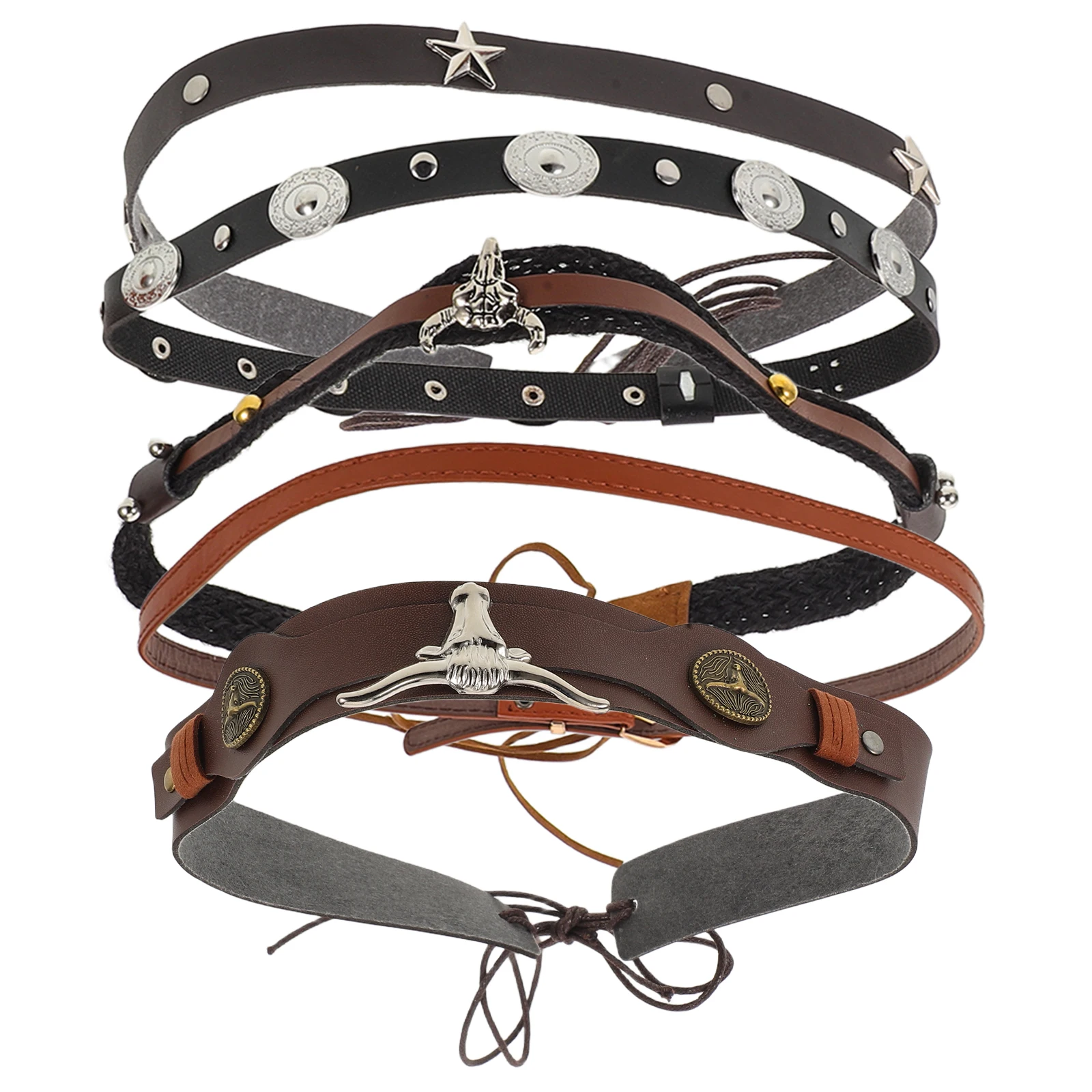 

5 Pcs Retro Art Hat Belt Decorative Band Mini Cow Headbands for Women Braid Artificial Strap Miss