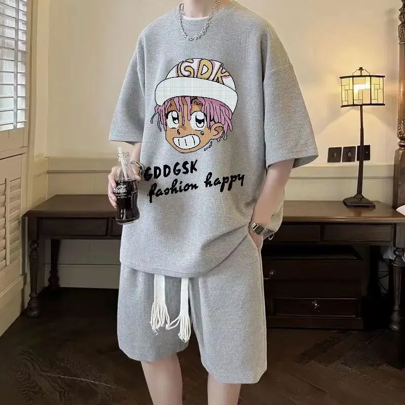

Short-sleeved Shorts Set, A Set of Men's Sportswear, with A Handsome Summer High Street Trendy Brand Loose Two-piece Set