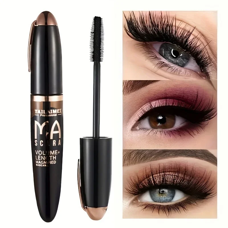 Rímel 3D à prova d'água, grosso, longo, à prova de manchas, gordo, criptografado, ondulação de longa duração, maquiagem grande para os olhos com 360, 1 peça °   Escova Espiral