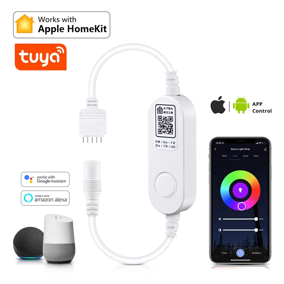 Homekit Tuya Smart Life, 12 В постоянного тока, Wi-Fi, RGBW, контроллер RGBWW Siri, голосовое управление, таймер, работа с Alexa ,Google Home