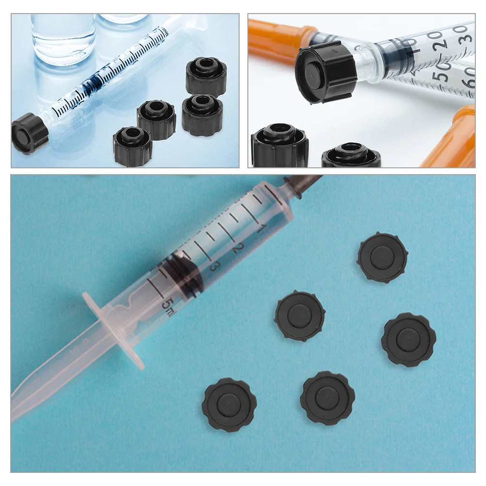 

10Pcs Syringe Plunger Black Long Lifespan Industrial Syringe Caps Adapter Plugs User-Friendly Dispensing Needle Tip Caps
