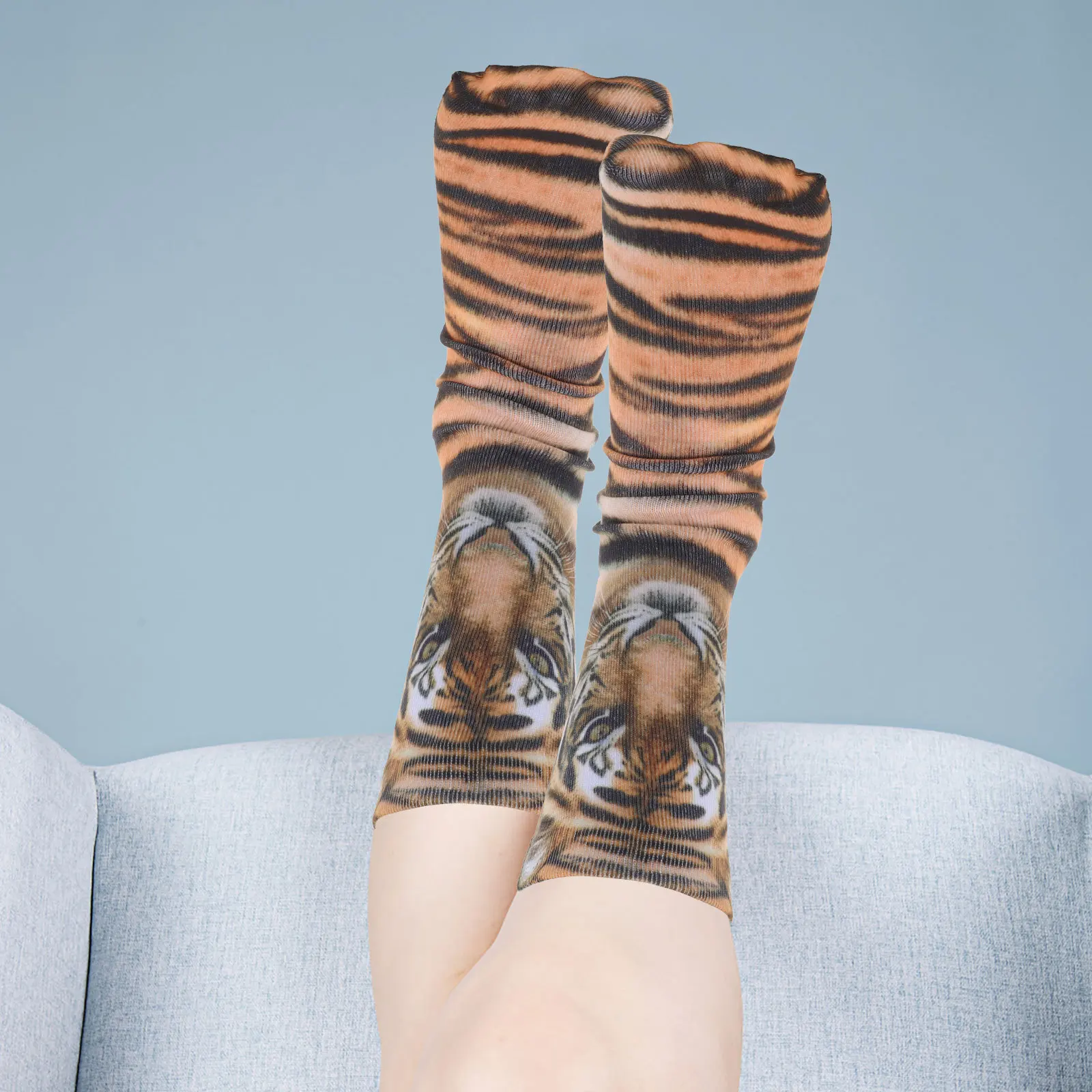 1 Para Skarpetek z Nadrukiem Tygrysa 3D, Poliestrowe, Grube, Wygodne, Dekoracyjne Skarpetki Kostiumowe na Festiwale i Imprezy dla Kobiet i Mężczyzn