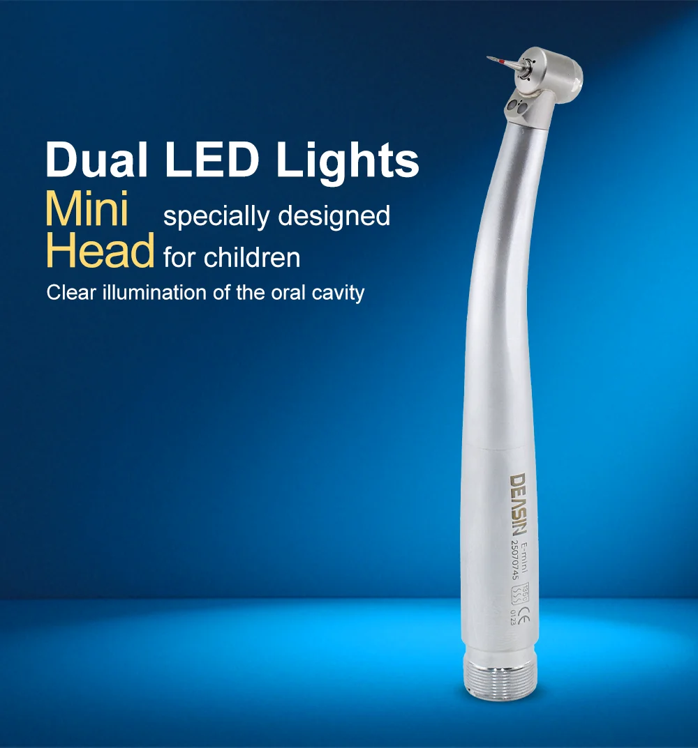 DEASIN Dental 2LED Licht High Speed Handstück Kinder Mini Kopf Griff Fiber Optic Push Button Air Turbine zahnmedizin werkzeuge 2/4 löcher – Detail 1