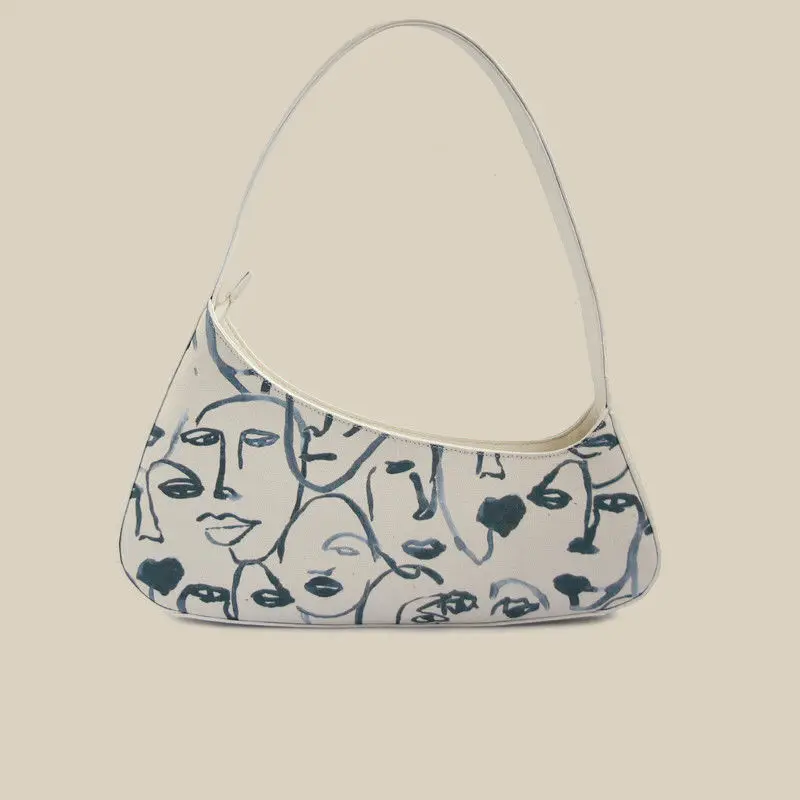 Bolsa de lona vintage feminina, bolsa de ombro casual com zíper, bolsa feminina, estilo euro-americano