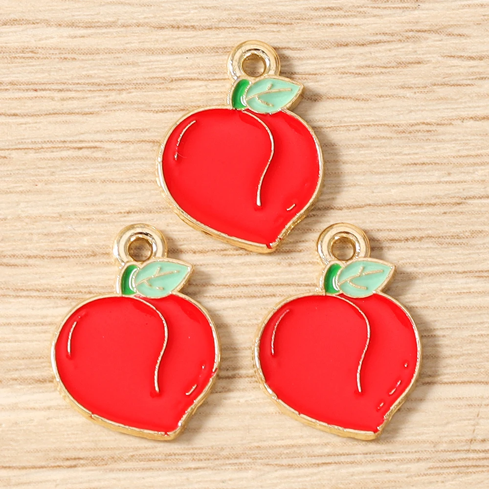 Tusember 20 Stück Cartoon-Emaille Niedliche Früchte Pfirsich-Anhänger für Schmuckherstellung, Armband, Halskette, DIY-Ohrringe, Zubehör, Bastelarbeiten – Detail 8