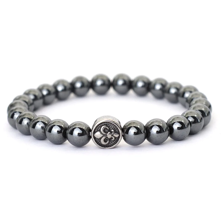 Simple Style Men Bracelet With Natural Tiger Eyes Volcanic Stone Stainless Steel Charm Hematite Healing Jewelry Cycling Pulseria