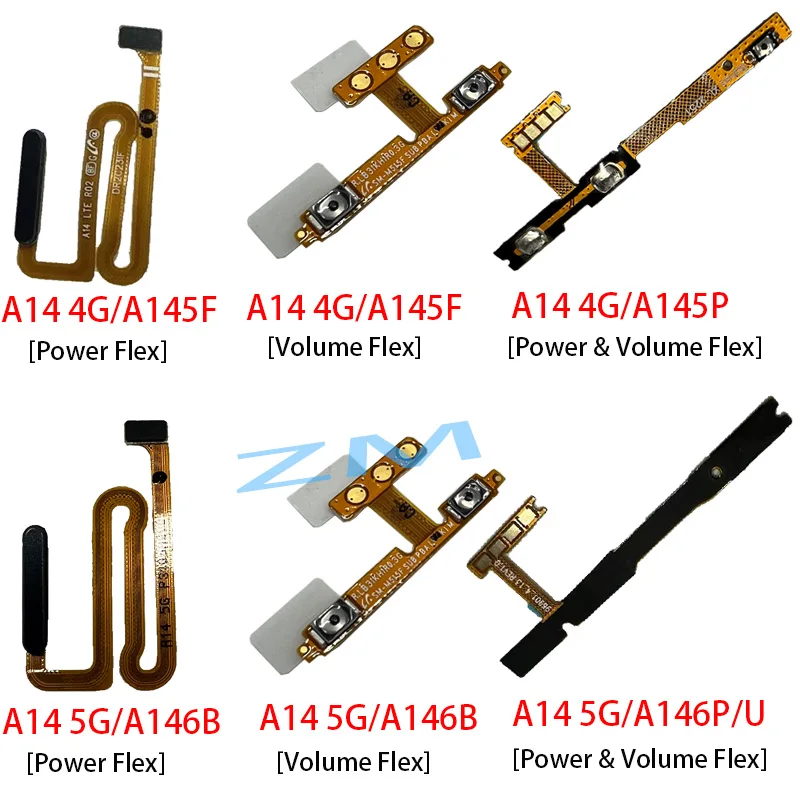 For Samsung Galaxy A14 4G Fingerprint Finger Print Touch ID Sensor Home Button Flex Cable Power Volume Flex A146B A145P