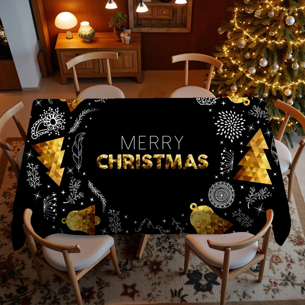 Merry Christmas Pattern Restaurant Kitchen Tablecloth Living Room Home Decoration Rectangular Party Decoration