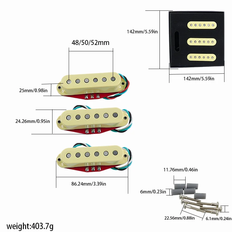 Guitar Single Coil Pickups Set Alnico 5 Magnet Double‑Layer Pickup for ST Electric Guitar Parts Cream
