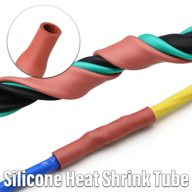 Red 1.7:1 High Temperature Silicone Heat Shrink Tube 0.8/1/2/3/4/6/8/10/12/15/20/25/30mm Insulated Protect Wire Cable Sleeve