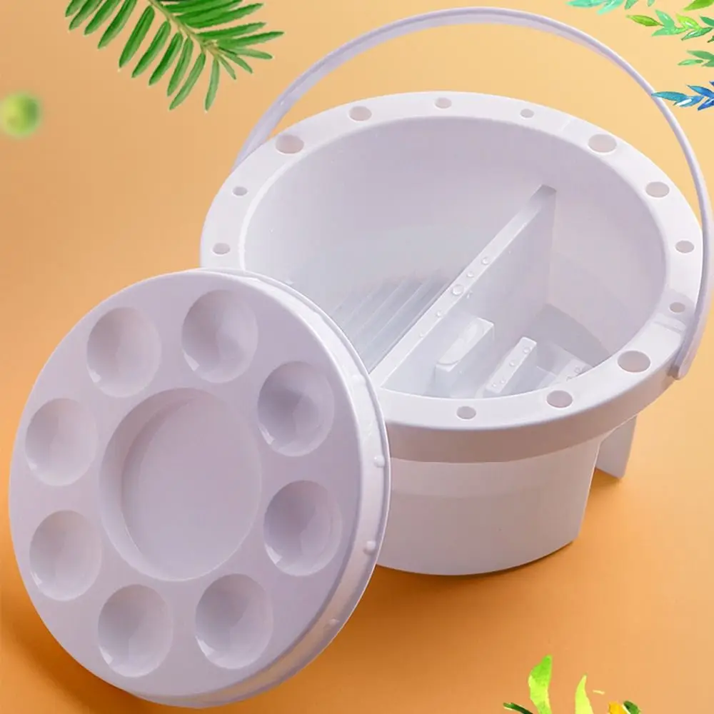 with Lid Paint Brush Washing Bucket 3-in-1 Paint Brush Holder/Color Palette Paint Brush Holder Plastic Paint Brush Washer