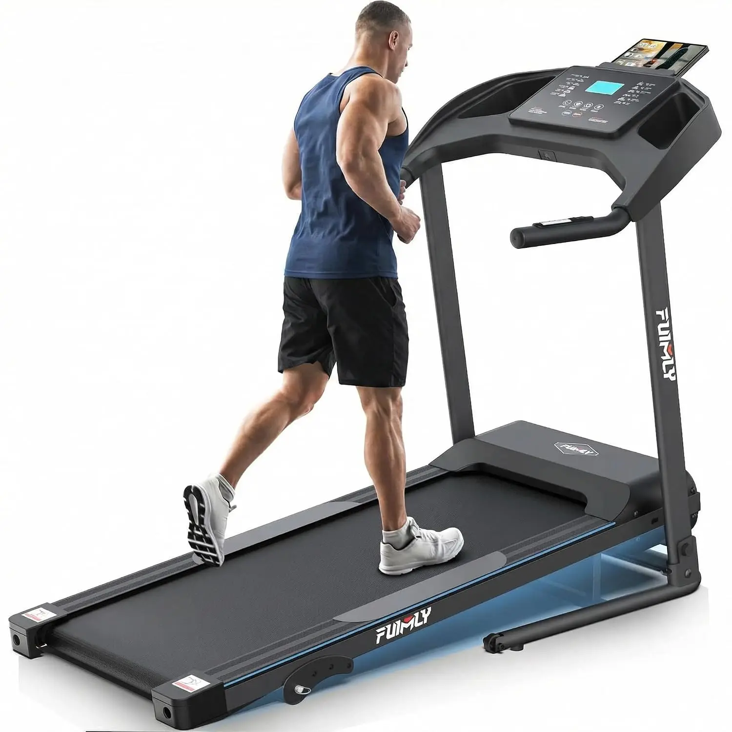 Incline Treadmill Foldable, Smart Portable Treadmills for Home with Body Fat Measurement & Heart Rate Sensor, 3.5HP, Custom