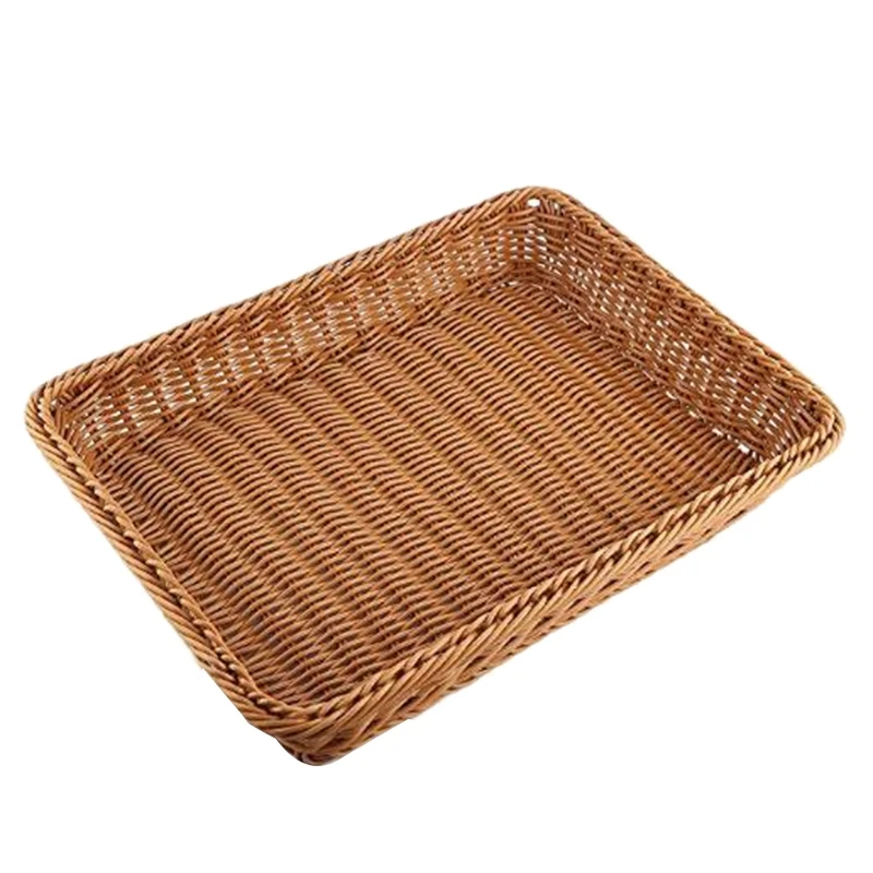 

Plastic Rattan Basket, Bread Basket Bread Shop Supermarket Display Basket Woven Tabletop Food Fruit Vegetables Restaurant Servin