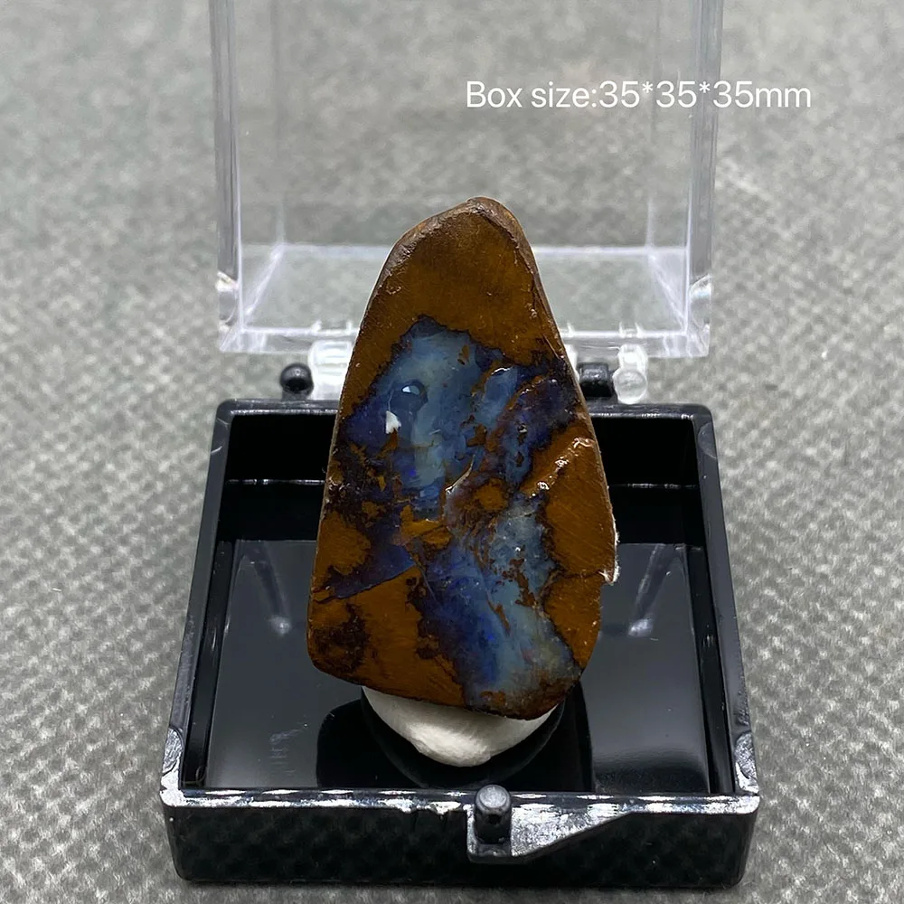 100% natural rare Australian iron opal (photographed in wet water state) gem mineral specimen quartz gemstones box size 3.5cm