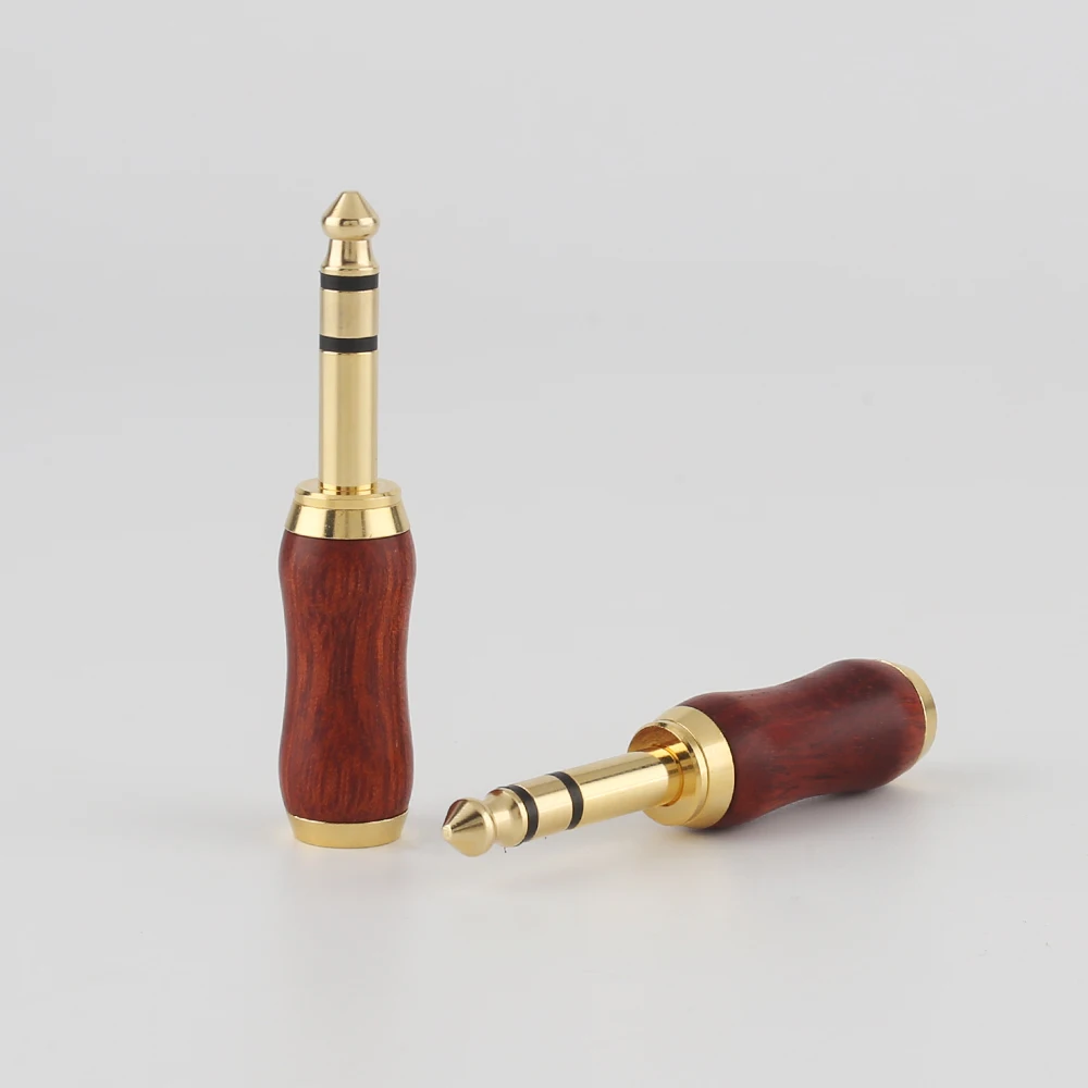 WH806 Red sandalwood 6.35 Rosewood Gold Plating 6.35 Stereo 6.5mm Male Socket Wire Connector Microphon