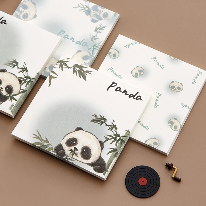 Notes autocollantes portables, bloc-Notes en bambou Panda mignon, résistant à l'encre pour les listes tâches, listes 50