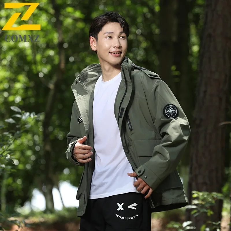 سترة COMXZ Premium للرجال سميكة للتزلج على الجليد ومضادة للرياح سترة دافئة بغطاء للرأس وخفيفة الوزن ومقاومة للبرد ملابس خارجية شتوية #4