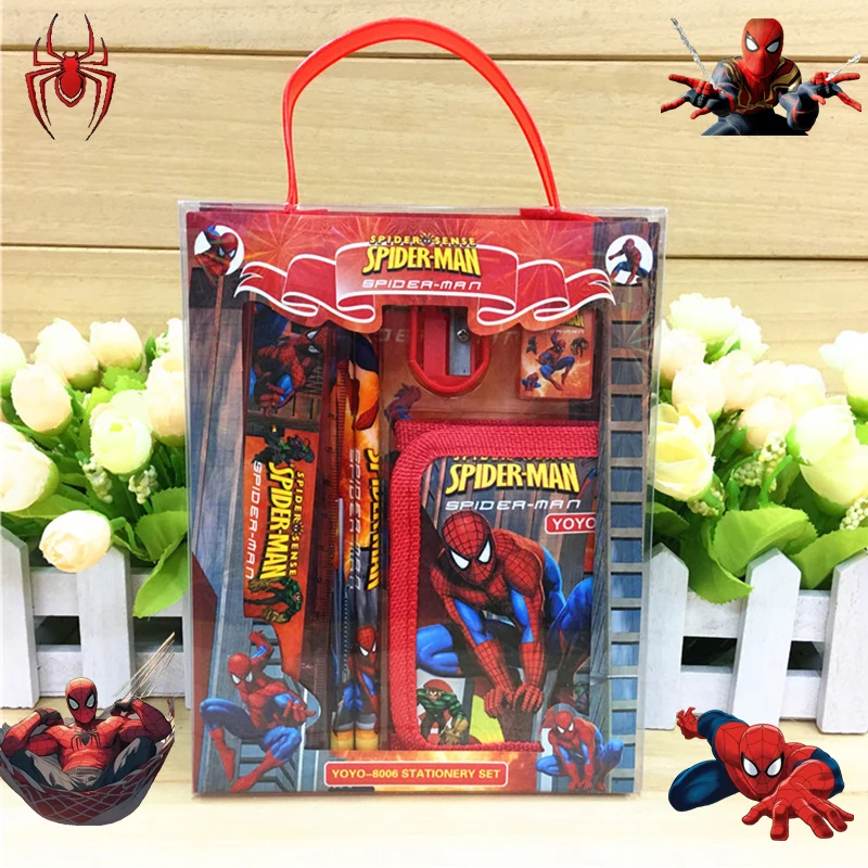 Disney Spider-man Pencil Case Stationery Set Pencil Box Organizer School Supplies for Children's Boys Back Stationery Gift