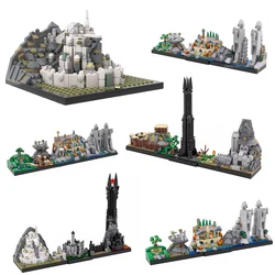 MOC Classic Movie The Fellowship Skyline Building Blocks Micro Minas Tirith City Architecture Model Adult Building Toy Xmas Gift