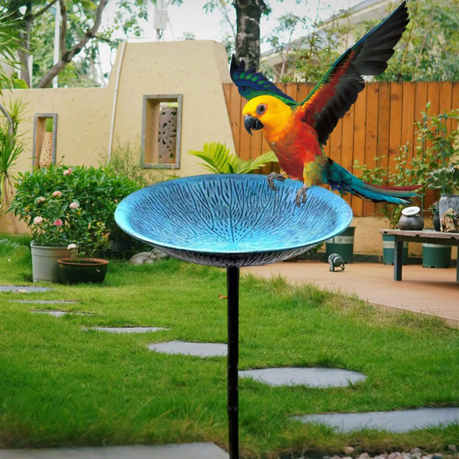 

Bird Bath Feeder Bowl Versatile Heavy Duty with Stake for Lawn Yard Outside