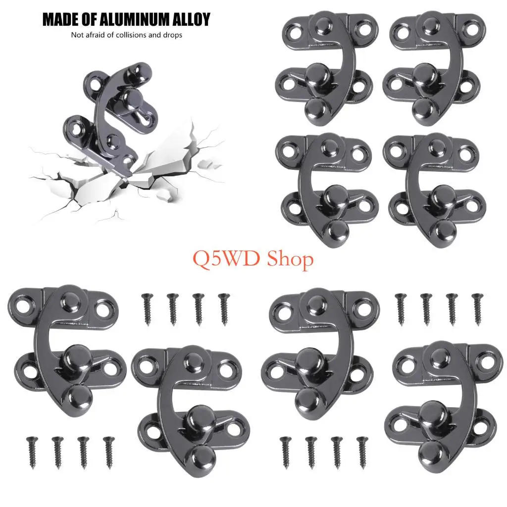 Q5WD Miniature Zinc Alloy Hook Latches Swing Arm Closures for Vintage Suitcases and Cabinet Door with Secure Fastening 1 Pair