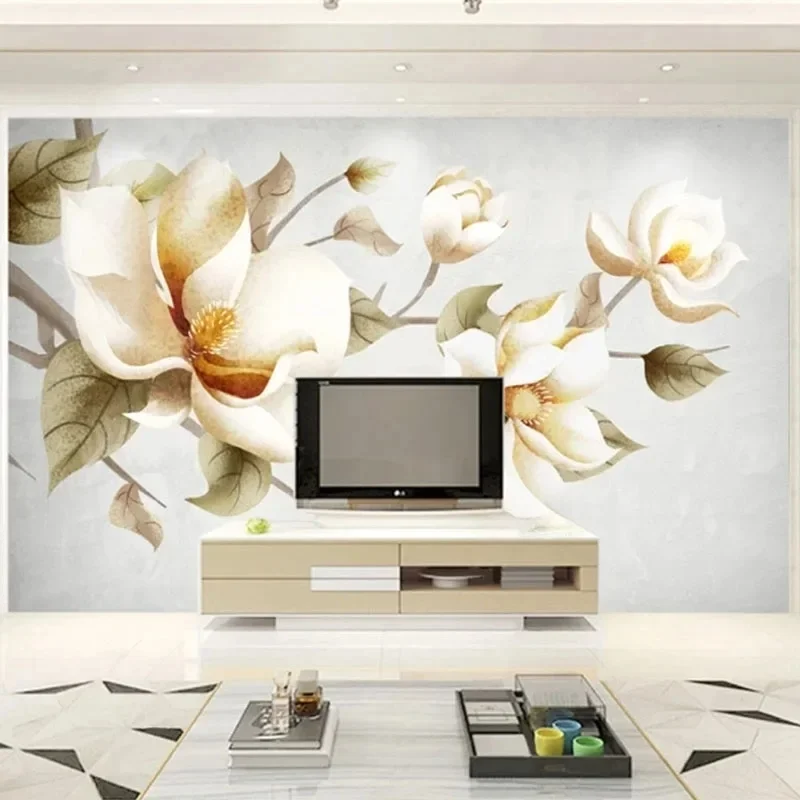 Custom Photo Wallpaper Modern Simple Hand Painted Pastoral Flowers Mural Living Room Bedroom Home Decor Papel De Parede Sala 3D