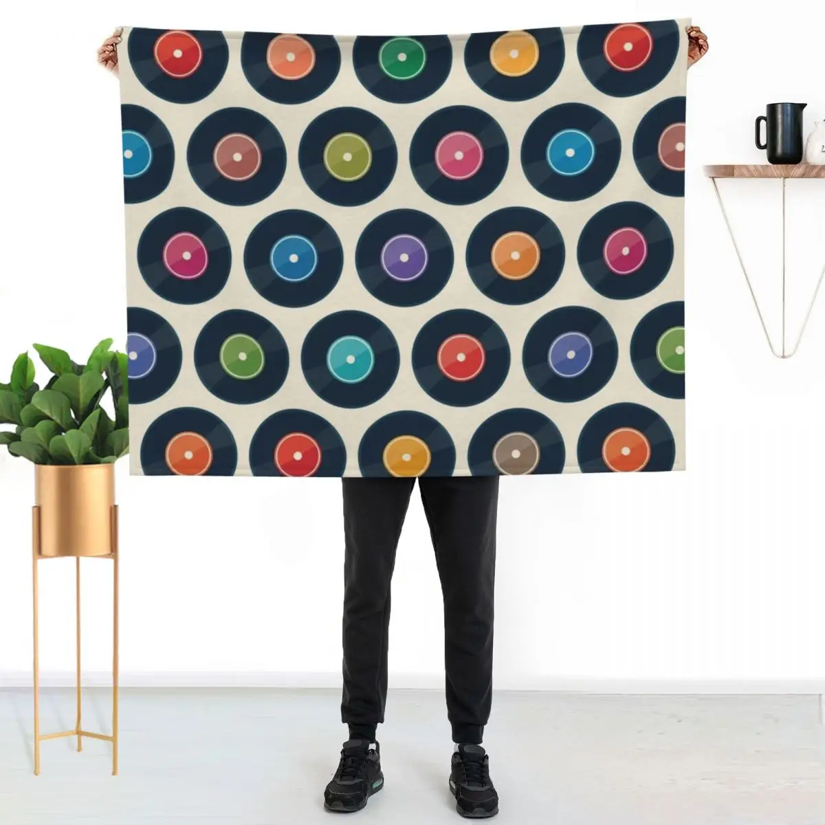 

Vinyl Record Collection Throw Blanket Soft Home Decor Blanket for Couch Bedroom