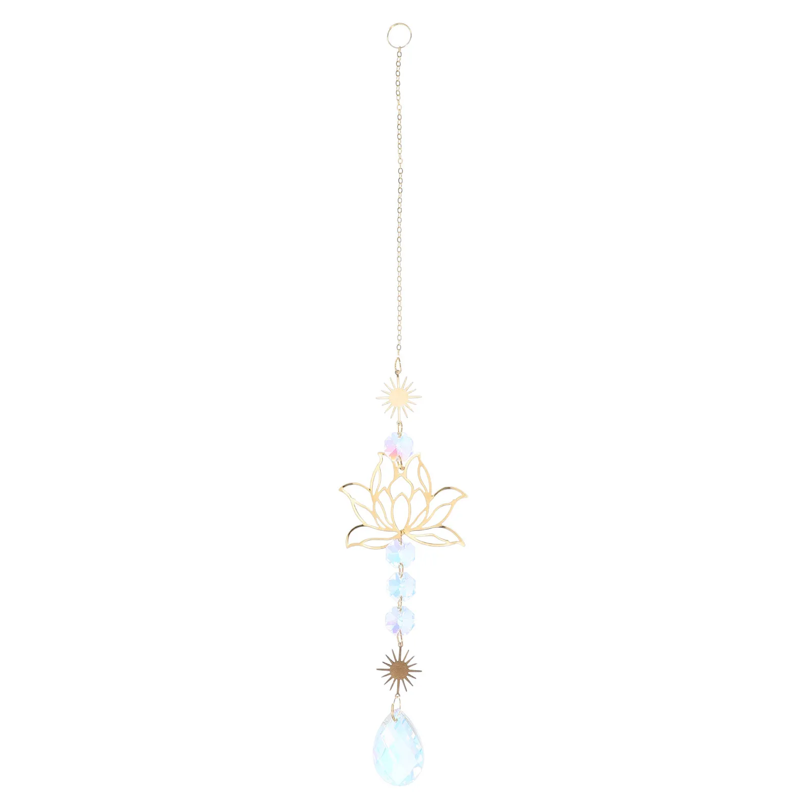 2Pcs Crystal Lotus Flower Sun Catcher Pendant Elegant Prism Ornament Rainbow Light Maker for Home Balcony Bedroom Wedding