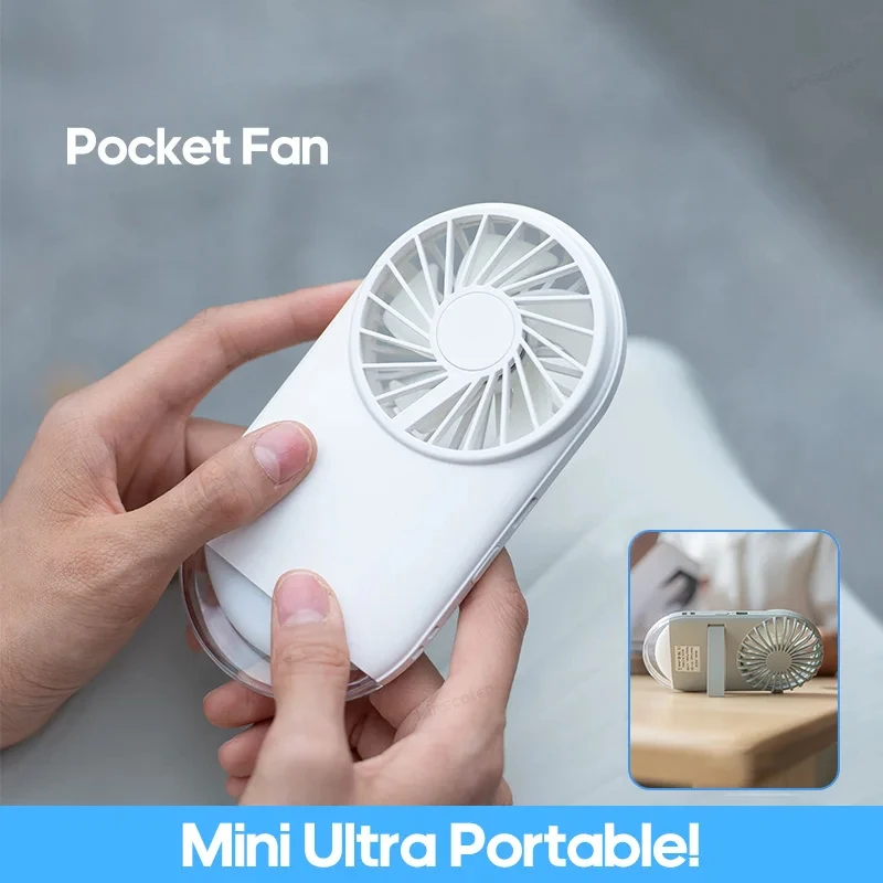 Mini USB recarregável Handheld Fan, ventilador portátil de bolso, ventilador pessoal, luz noturna, viagens ao ar livre, escritório, 1pc