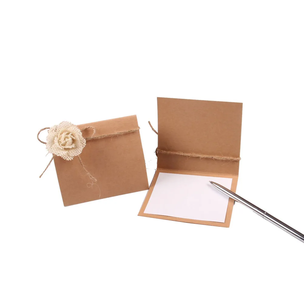 

10Pcs Rustic Chic Table Name Cards with Jute Flower Decoration Pre-Scored Folding for Wedding Party Banquet Seating