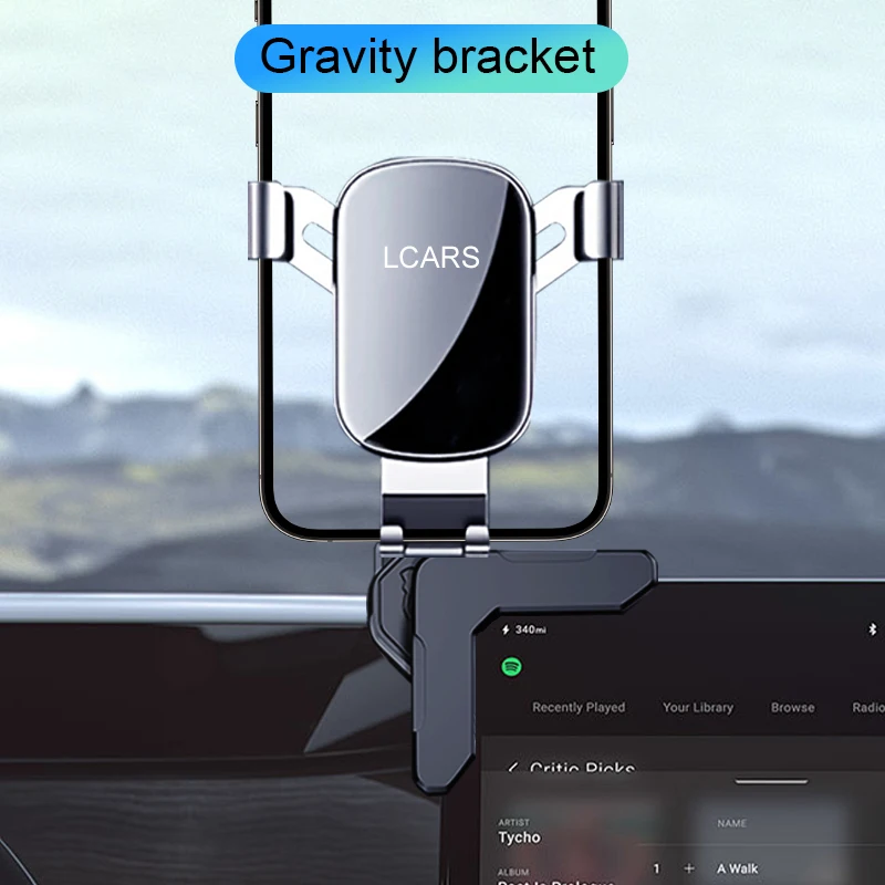 Auto-Bildschirm-Telefonhalter für Tesla Model 3/Y, universeller Mittelkonsolen-Navigationsständer, Einhandbedienung, Schwerkrafterkennung – Detail 5