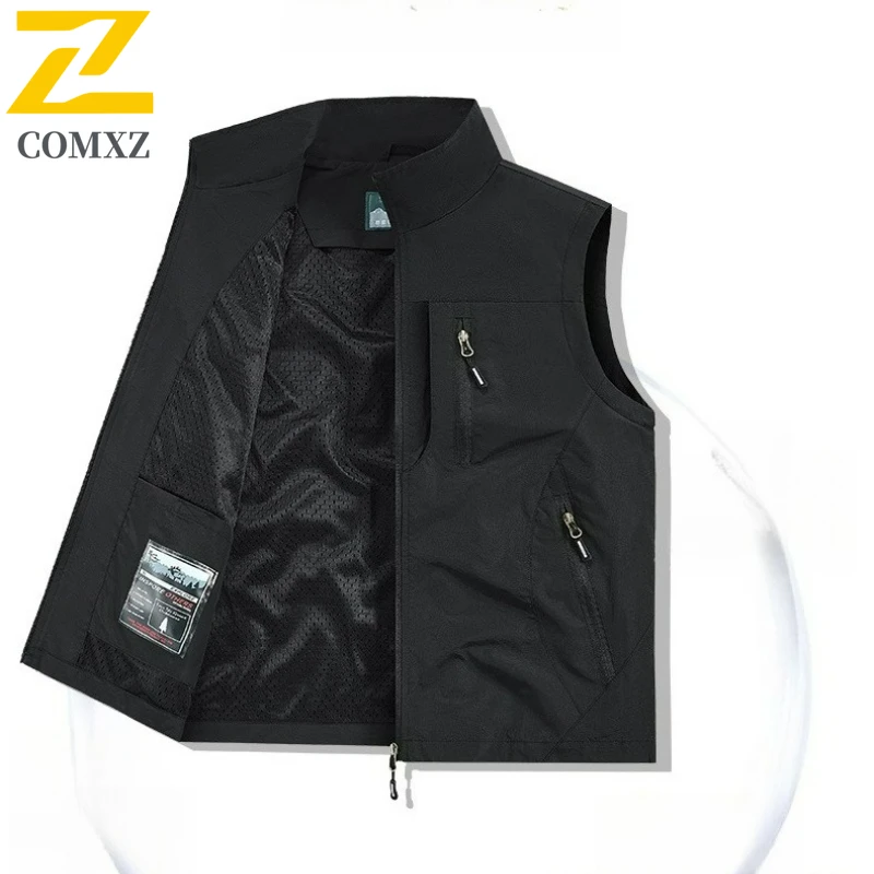 

2025 Autumn Windproof Vest Mens Casual Retro Zipper Pocket Lightweight Jacket Waistcoat Outdoor Hunting Fishing Sleeveless Vests
