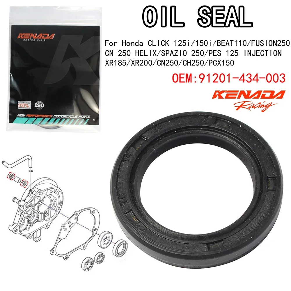 KENADA Racing Oil Seal 14X20X3.2 For Honda CLICK 125i/150i/BEAT110/FUSION 250/CN 250/SPAZIO 250/XR185/XR200//CH250/PCX150