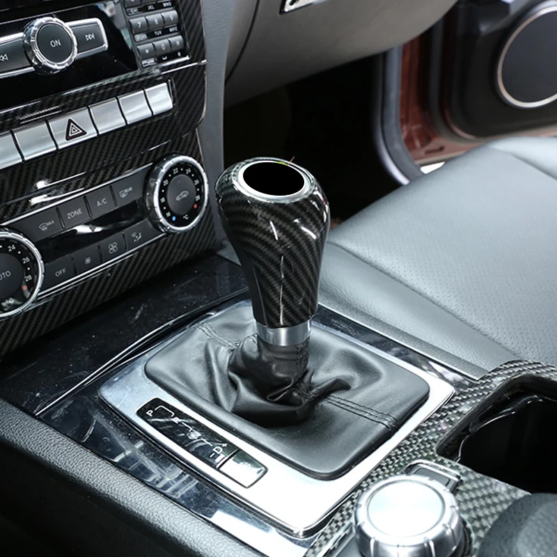 Car Gear Shift Knob Trim Carbon Fiber Pattern Cover Sticker For Mercedes Benz A C E G CLS GLS SLK Class W169 W204 W212 W219