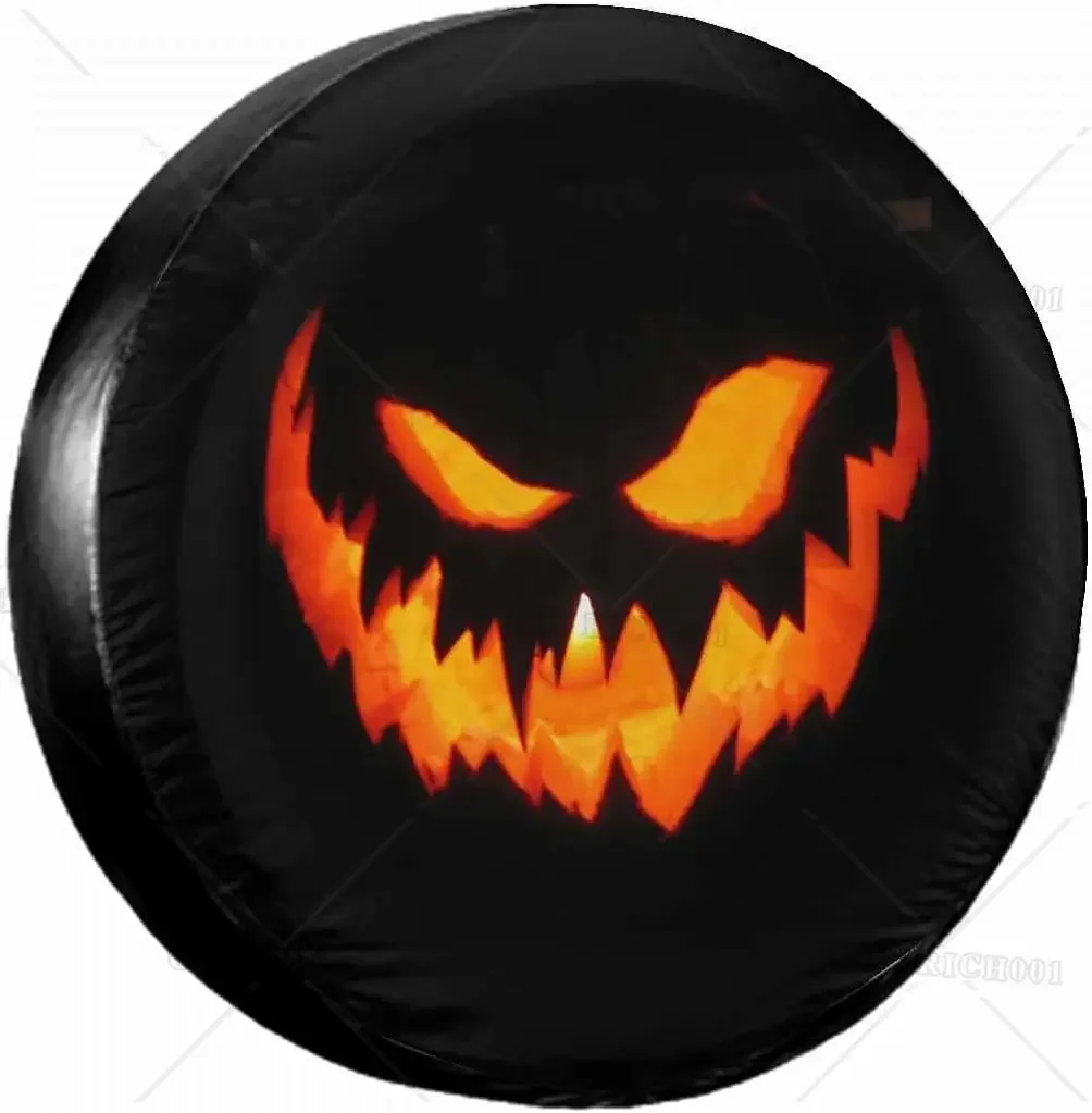 Halloween Evil Face Spare Tire Cover Horror Tire Cover Wheel Protectors Weatherproof Universal Fit for Cars Trailer RV SUV 15 In