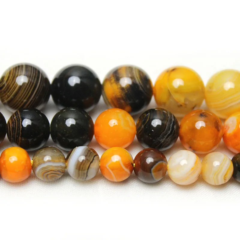 Natural bumblebee  Agates Onyx Stone Round Loose Spacer Beads For Jewelry Making Diy Necklace Bracelet 15