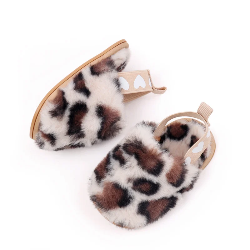 Winter Baby Plush Toe Soft Slippers Spring and Autumn Girls Boys Indoor Walking Shoes Fashion Leopard Point Toddler Infant Shoes