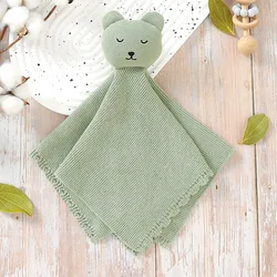 Baby Lovey soft Toy Smoothing Stuffed Animal Plushies for Infant Cute Square Crochet Cotton Newborn Security Blanket