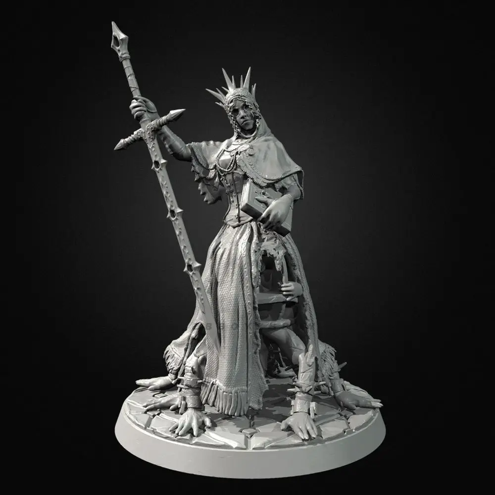 38mm 50mm 75mm Queen of The Holy Sword Model Resin Soldier Mini White Figurines DIY Painting Coloring Self-assembly Miniature