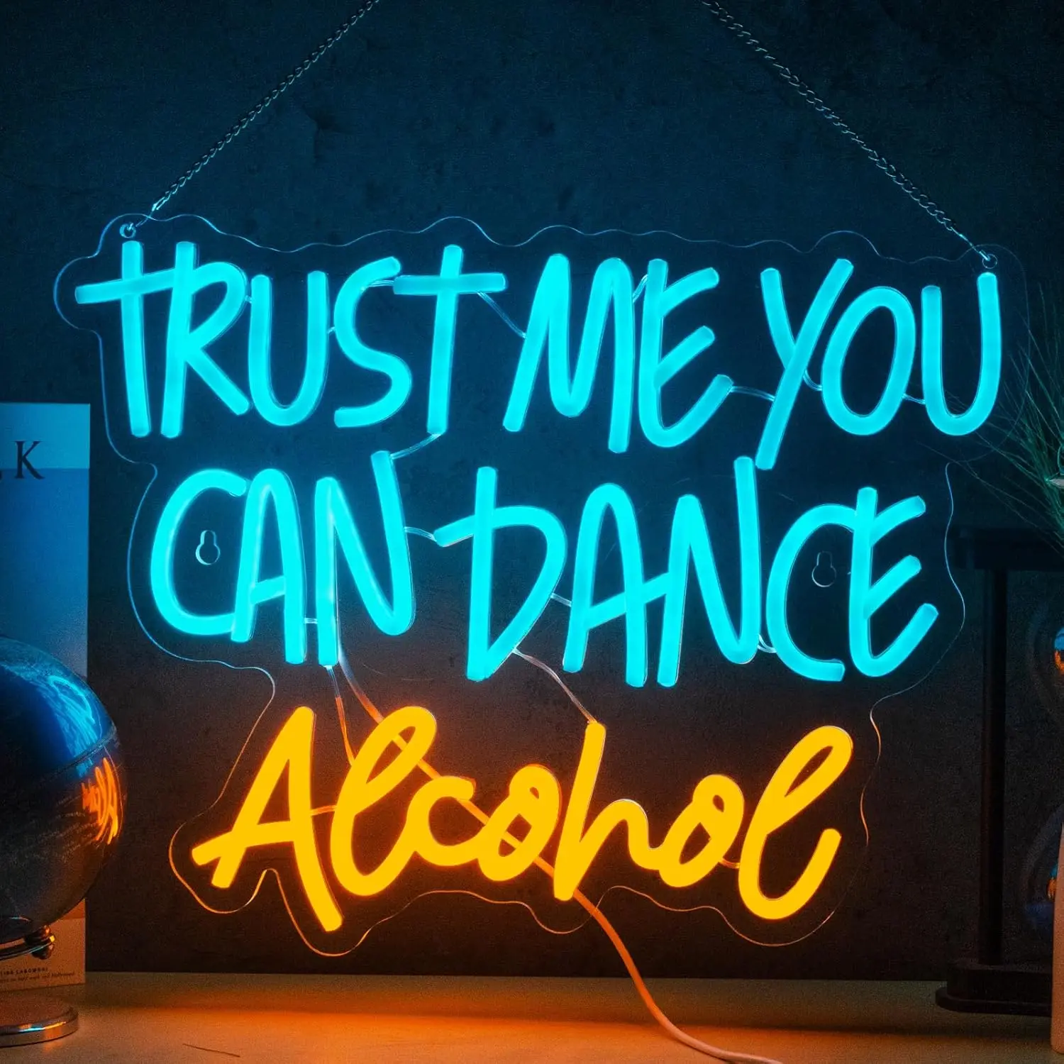 

Неоновая вывеска «Trust Me You Can Dance»: Светодиодный диммируемый неоновый светильник для бара, дискотеки, вечеринок, спальни, декора комнаты в стиле алкогольной тематики