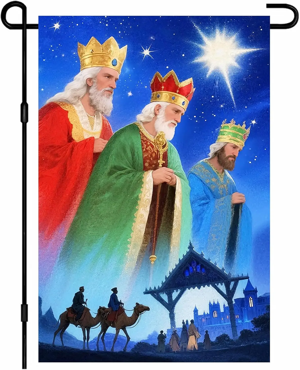 IVN Three Kings Garden Flag 12x18 Inch Double Sided Wise Men Star Outdoor Yard Flag for Home Front Door Lawn Porch Christmas EEZ