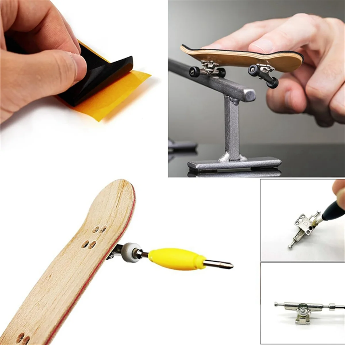 12 Pack Fingerboard Grip Tape Sticky Foam Sticker Replacement + Screwdriver Tool Nut Driver for Finger Skateboards image 5