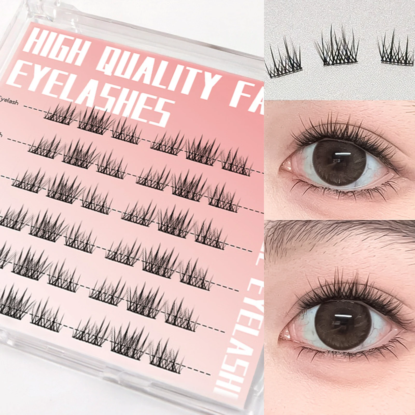 مجموعات الرموش K-pop بدون غراء طبيعي ورقيق، رموش صناعية سريعة التحضير لتمديد الرموش أدوات مكياج يومية للنساء