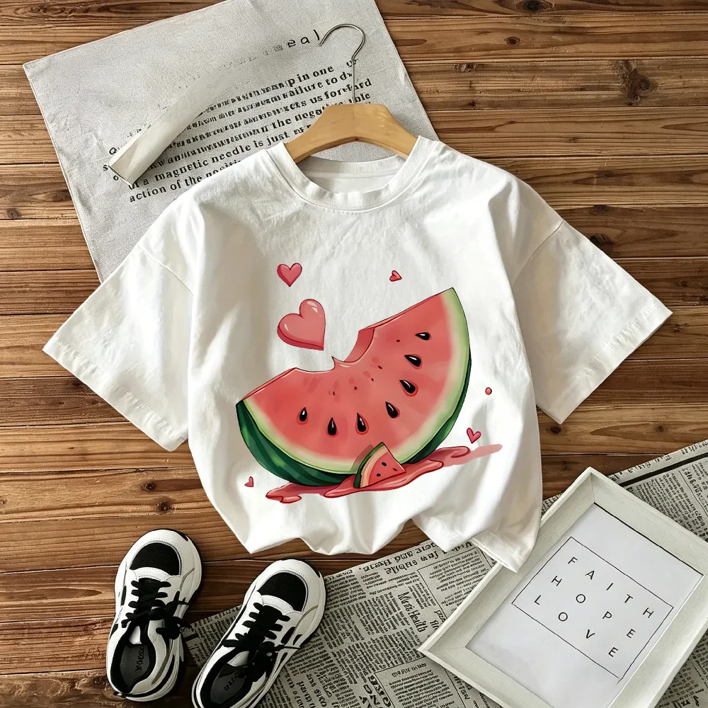 Summer New T-shirt Loose Comfortable Soft Skin Friendly Fashionable and Versatile Watermelon Print Short Sleeved Top
